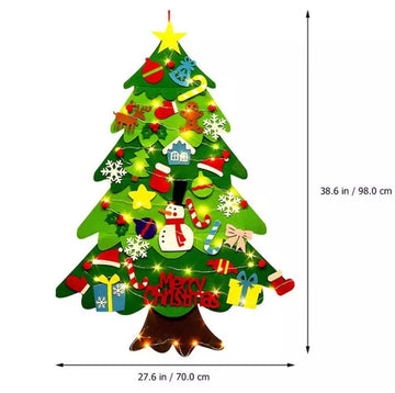 Arbre de Noël Feutre Arbre de Noël Lumières LED avec pendentifs de décoration de Noël Enfants DIY Nécessités quotidiennes de